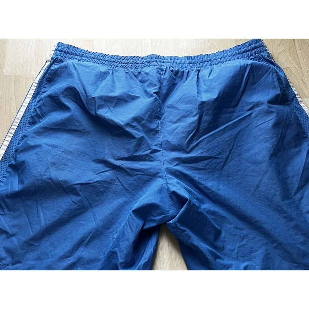 Adidas Mens Blue Striped Swim Trunks Size XL Drawstring Mesh Lined Pockets